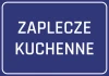 Naklejka Zaplecze kuchenne - Wzór graficzny. Niebieskie tło z białym napisem ZAPLECZE KUCHENNE
