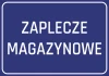 Naklejka Zaplecze magazynowe - Wzór graficzny. Prosty, prostokątny kształt z dużym napisem na ciemnym tle