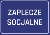 Naklejka Zaplecze socjalne - Wzór graficzny. Niebieskie tło z białym napisem ZAPLECZE SOCJALNE