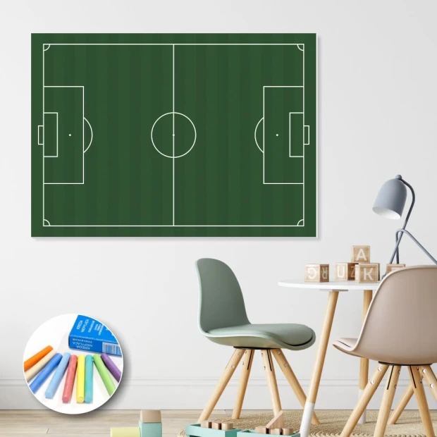 Tablica kredowa trenerska boisko piłkarskie 091 - Wzór graficzny. Grafika przedstawia boisko piłkarskie z liniami i bramkami