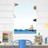 Tablica suchościeralna do pokoju dziecka okręt piracki 583 - Wzór graficzny. Grafika przedstawia statek piracki na falach