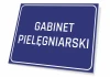 Tabliczka Gabinet pielęgniarski - Wzór graficzny. Prostokątna tabliczka z niebieskim tłem i białym napisem