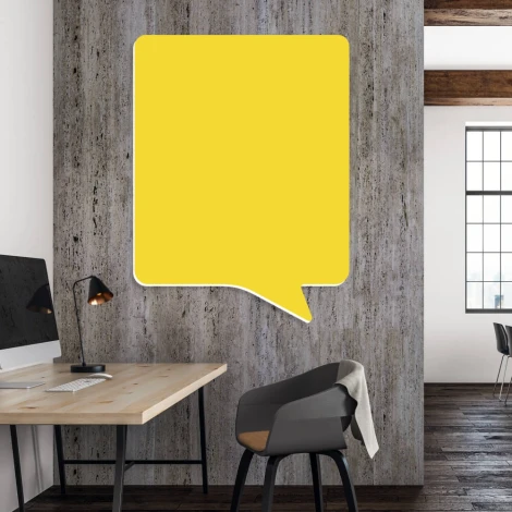 Tablica magnetyczna suchościeralna do biura dymek 123 - Aranżacja w biurze. Ściany w odcieniach szarości, nowoczesne meble