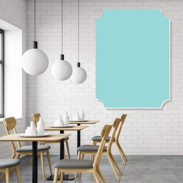 Tablica magnetyczna suchościeralna do restauracji i barów menu 361 - Aranżacja w nowoczesnej restauracji. Ściany białe