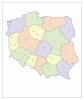 Nakładka magnetyczna suchościeralna konturowa mapa Polski 10 - Wzór graficzny. Mapa Polski z konturami w różnych pastelowych