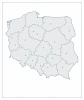 Nakładka magnetyczna suchościeralna konturowa mapa Polski 12 - Wzór graficzny. Mapa Polski z konturami województw i punktami