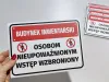 Tabliczka Budynek inwentarski Osobom nieupoważnionym wstęp wzbroniony - Wzór graficzny. Prostokątna tabliczka z czerwonymi