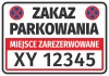 Naklejka Miejsce zarezerwowane, zakaz parkowania N620, z polem na nr rejestracyjny pojazdu - Wzór graficzny. Prostokąt