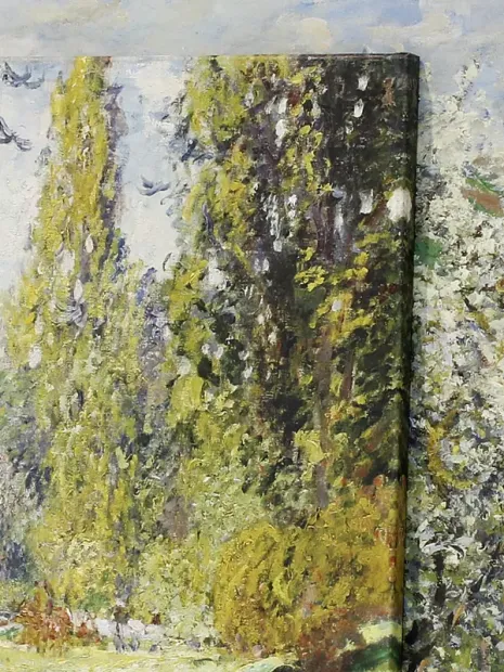 Reprodukcja Landscape The Parc Monceau, Claude Monet - Wzór graficzny. Obraz przedstawia zieleń drzew i krzewów w parku