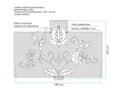 Indywidualny szablon malarski samoprzylepny jednorazowy w rozmiarze 192x130cm - Wzór graficzny. Wzór złożony z kwiatów