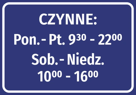Naklejka Czynne - z godzinami otwarcia