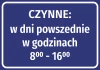 Naklejka Czynne - z godzinami otwarcia - Wzór graficzny. Niebieskie tło z białym tekstem informującym o godzinach otwarcia