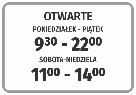 Naklejka Otwarte wraz z godzinami pracy