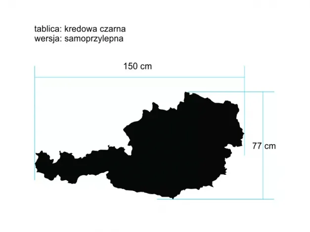 tablica kredowa czarna samoprzylepna wzór mapa Austrii w rozmiarze ~ 150x77cm - Wzór graficzny. Kształt mapy Austrii