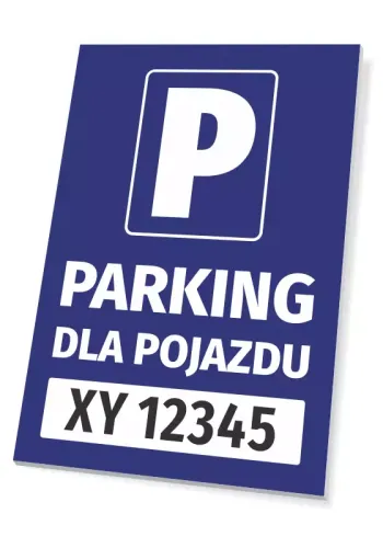 Tabliczka Parking dla pojazdu, z polem na nr rejestracyjny