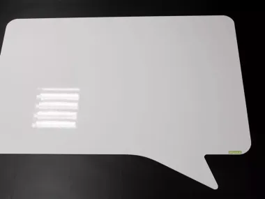 Indywidualna tablica suchościeralna magnetyczna biała dymek wzór 048 usztywniona podłożem PCV 5mm w rozmiarze 180x120cm -