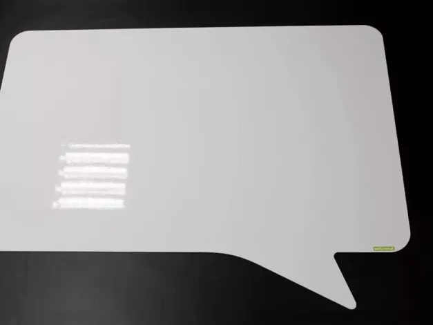 Indywidualna tablica suchościeralna magnetyczna biała dymek wzór 048 usztywniona podłożem PCV 5mm w rozmiarze 180x120cm -