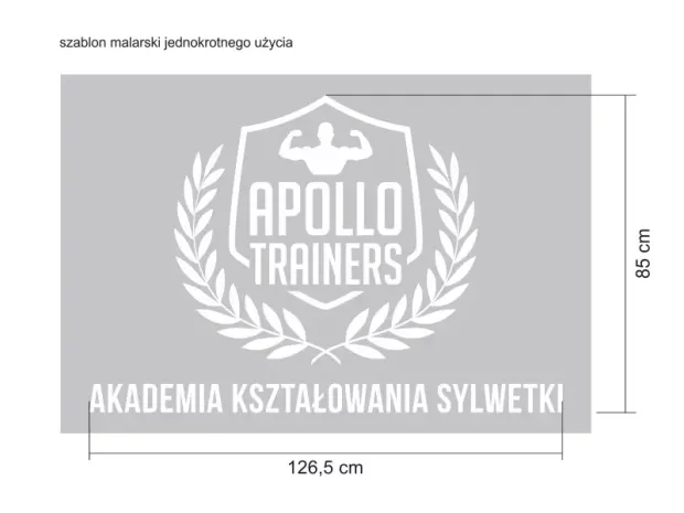 Indywidualny szablon malarski samoprzylepny jednorazowego użycia w rozmiarze 126,5x85 cm - Wzór graficzny. Wzór zawiera