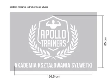 Indywidualny szablon malarski samoprzylepny jednorazowego użycia w rozmiarze 126,5x85 cm - Wzór graficzny. Wzór zawiera