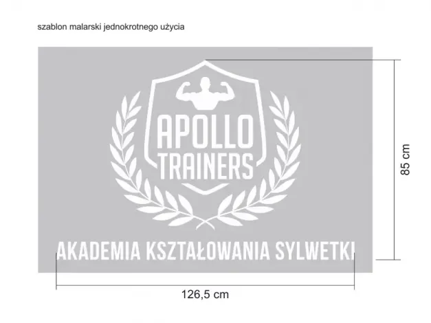 Indywidualny szablon malarski samoprzylepny jednorazowego użycia w rozmiarze 126,5x85 cm - Wzór graficzny. Wzór zawiera