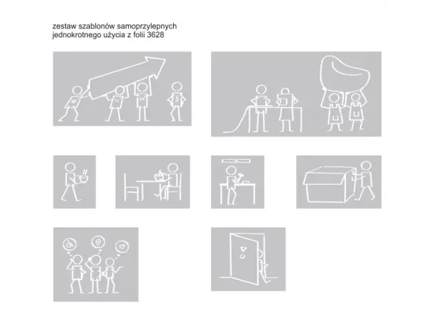 Indywidualny zestaw szablonów malarskich samoprzylepnych jednorazowego użycia w rozmiarze - wymiary w opisie produktu - Wzór