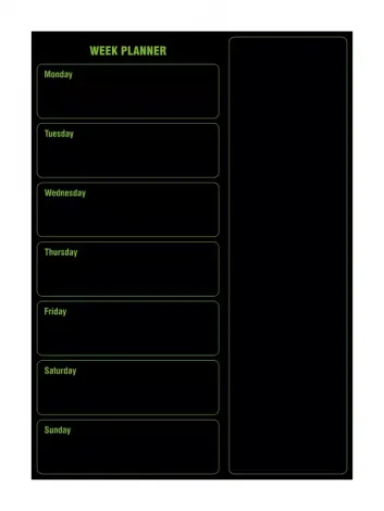 self-adhesive board with an overprint in size 50x70cm with graphic design - Wzór graficzny. Czarny tle z zielonymi napisami