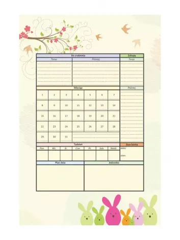 Tablica suchościeralna samoprzylepna z nadrukiem wzór zające 139 z modyfikacjami w rozmiarze 47x70cm - Wzór graficzny