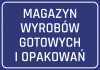 Naklejka Magazyn wyrobów gotowych i opakowań - Wzór graficzny. Niebieskie tło z białym tekstem w dużej czcionce