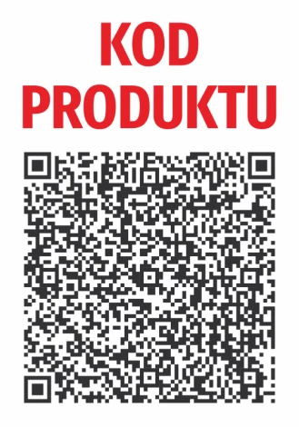Naklejka QR Kod produktu - Wzór graficzny. Duży kod QR na białym tle z napisem KOD PRODUKTU
