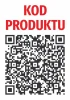 Naklejka QR Kod produktu - Wzór graficzny. Na białym tle znajduje się czarny kod QR oraz czerwony napis KOD PRODUKTU