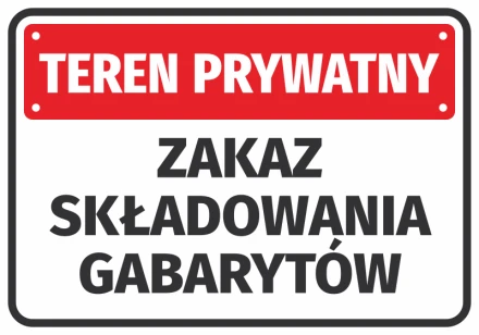 Naklejka Teren prywatny Zakaz składowania gabarytów