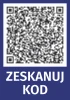 Naklejka Zeskanuj kod QR - Wzór graficzny. Kwadratowy kod QR na białym tle z dużym napisem