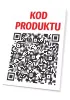Tabliczka QR Kod produktu - Wzór graficzny. Czerwony napis KOD PRODUKTU nad czarnym kodem QR na białym tle