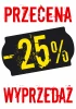 Naklejka Przecena, wyprzedaż, wartość w % - Wzór graficzny. Czarne tło, żółty procent, czerwony tekst, stylizowane