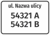 Naklejka Ulica i numer domu - Wzór graficzny. Prosta forma z dużymi literami i cyframi na białym tle