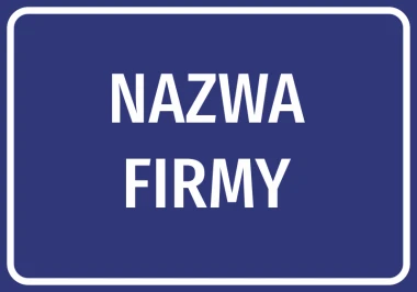 Naklejka z nazwą firmy, przedsiębiorstwa, zakładu, lokalu - Wzór graficzny. Prosty prostokąt w granatowym tle z białym
