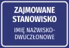 Naklejka z nazwą stanowiska wraz z imieniem i nazwiskiem - Wzór graficzny. Prostokąt z białym tekstem na ciemnoniebieskim