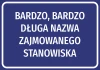 Naklejka z nazwą stanowiska - Wzór graficzny. Prosty prostokąt w granatowym tle z białym tekstem
