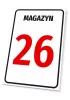 Tabliczka na ścianę: Oznaczenie magazynu numerem lub literą - Wzór graficzny. Biała tabliczka z czarnym napisem MAGAZYN