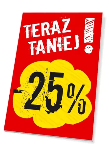 Tabliczka Teraz taniej o wartość w %