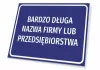 Tabliczka z nazwą firmy, przedsiębiorstwa, zakładu, lokalu - Wzór graficzny. Prostokątna tabliczka w kolorze niebieskim