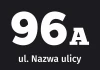 Naklejka na budynek z ulicą i numerem - Wzór graficzny. Duże cyfry i tekst na ciemnym tle
