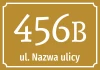 Naklejka Numer domu, ulica - Wzór graficzny. Duża cyfra 456B na złotym tle z białym napisem ul. Nazwa ulicy