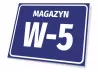 Tabliczka Magazyn wraz z numerem, oznaczeniem literowym - Wzór graficzny. Prostokątna tabliczka w kolorze niebieskim