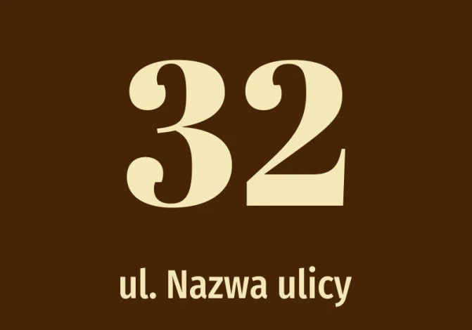Naklejka z numerem posesji, ulicą - Wzór graficzny. Duże cyfry w jasnym kolorze na ciemnym tle