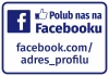Naklejka z adresem profilu na Facebooku - Wzór graficzny. Grafika przedstawia logo Facebooka oraz tekst w kolorze niebieskim