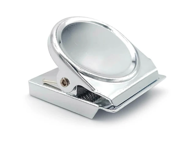 Klips magnetyczny metalowy - Wzór graficzny. Klips o okrągłym kształcie z metalicznym wykończeniem