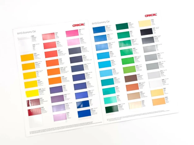 Wzornik kolorów naklejek w wersji błyszczącej - Wzór graficzny. Prostokątne próbki kolorów w różnych odcieniach