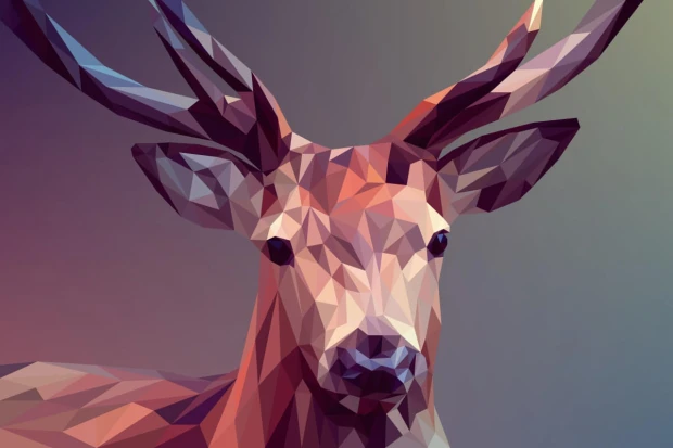 Fototapeta na ścianę z nadrukiem geometrycznego jelenia w stylu low poly na cieniowanym tle