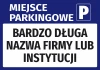 Naklejka Miejsce parkingowe, z polem na nazwę firmy - Wzór graficzny. Prosta forma z dużymi literami na białym tle
